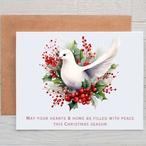 Dove Christmas Cards, Holiday Card Set, Peace Christmas Card with Envelopes, Religious Christmas Cards, Blank Christmas Cards