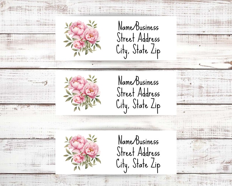 Pearlized Address Label Peony Address Label, Personalized Return Address Labels for Envelope ...