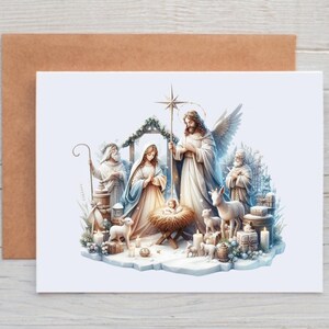 Religious Christmas Cards, Nativity Christmas Card, Holiday Card Set, Christmas Card Set with Envelopes, Blank Christmas Cards