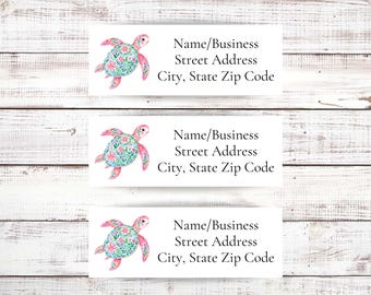 Sea Turtle Address Labels, Personalized Return Address Labels for Envelope, Custom Mailing Labels, Address Stickers, Summer Address Labels