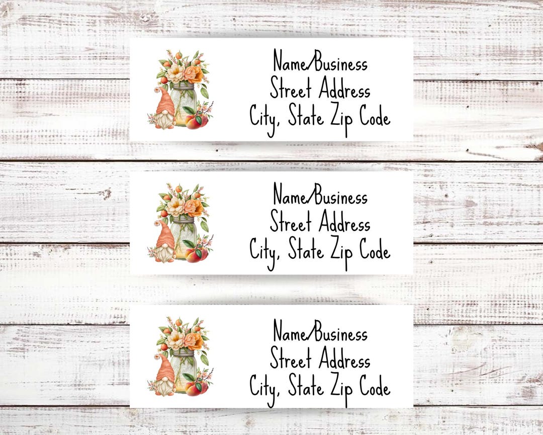 Friends Address Labels Peach Gnome Address Label, Personalized Return Address Labels, Custom ...