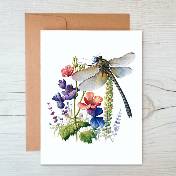 Dragonfly Note Cards with Envelopes, Dragonfly Stationery, Insect Card Pack, Spring Stationery for Women, All Occasion Greeting Cards