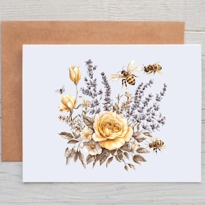 Bee Note Cards with Envelopes, Bee Card Pack, Bee Stationery, Bee Gifts for Women, All Occasion Greeting Cards, Blank Card, Spring Note Card