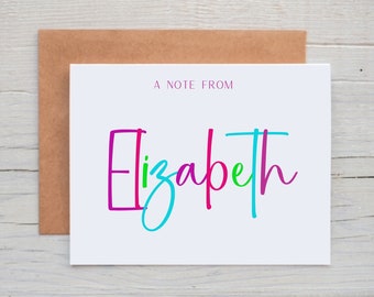 Personalized Note Cards for Kids, Stationery Sets for Girls, Thank You Cards for Kids, A note from card, Birthday Gift for Teens