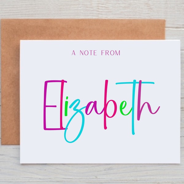 Personalized Note Cards for Kids, Stationery Sets for Girls, Thank You Cards for Kids, A note from card, Birthday Gift for Teens