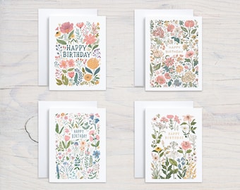 Floral Birthday Card Pack, Birthday Card Assortment Pack, Blank Birthday Cards with Envelopes, Birthday Card Variety Pack