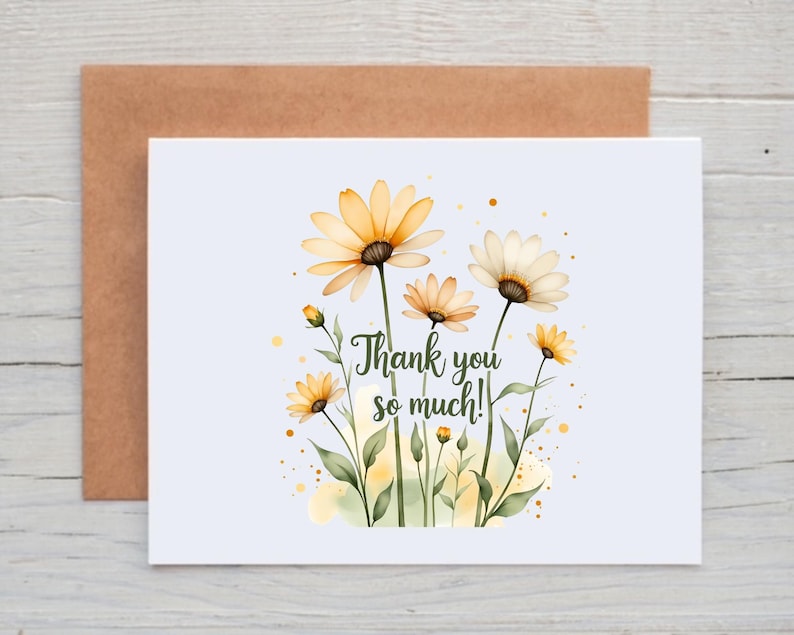 Daisy Thank You Cards for Bridal Shower, Daisy Note Cards With ...