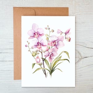 Orchid Note Cards with Envelopes, Orchid Stationery, Orchid Thank You Cards for Bridal Shower, Floral Card Pack, Orchid Gifts for Women