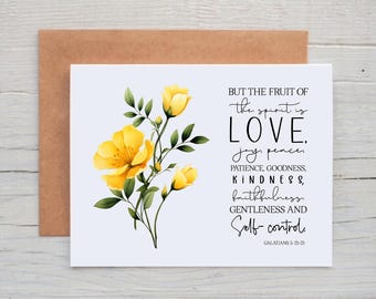 Fruit of the Spirit Note Cards, Galatians 5: 22-23 Card Pack, Christian Note Cards with Bible Verses, Inspirational Card for Women, Floral