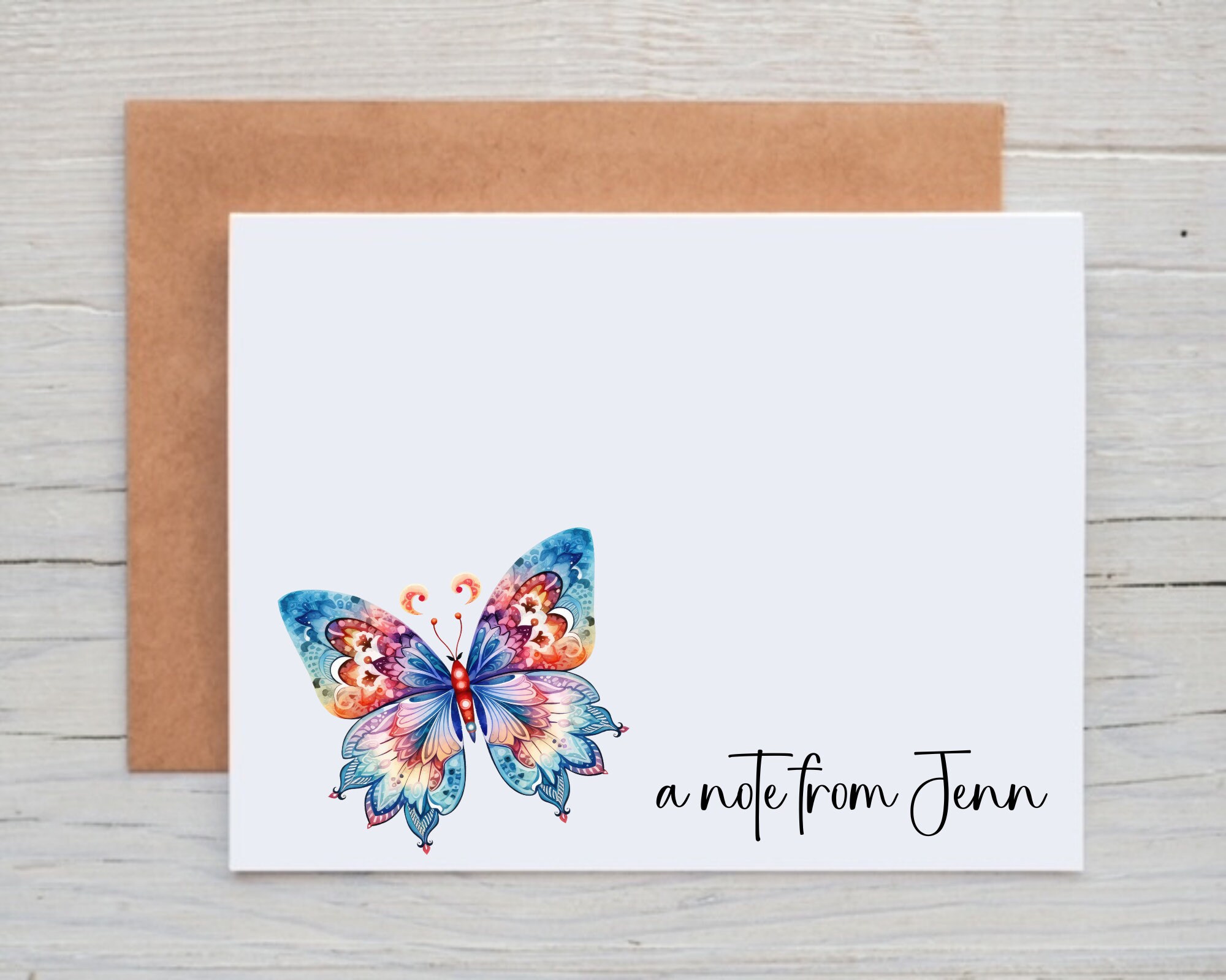 Personalized Butterfly Card Pack, Butterfly Stationery for Women ...