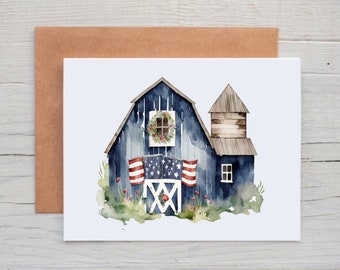 4th of July Card, Patriotic Note Cards with Envelopes, Independence Day Card Pack, Card for Military, Card for Veteran, Patriotic Stationary