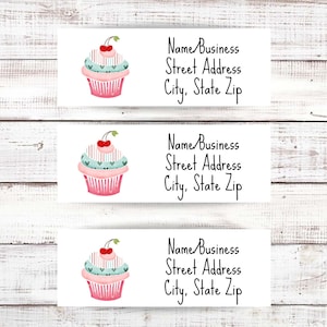 Birthday Return Address Labels, Personalized Address Labels, Envelope Labels, Return Labels with Cupcakes, Return Label Sticker