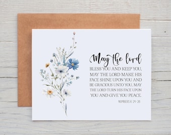 Numbers 6:24-26 Note Cards, May the Lord Bless You and Keep You Cards, Christian Note Cards with Bible Verses, Inspirational Card for Women