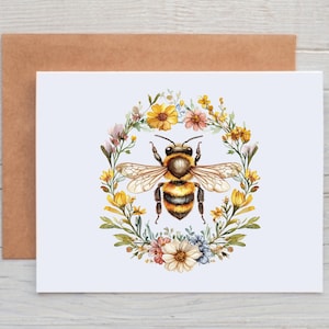 Bee Note Cards with Envelopes, Bee Card Pack, Bee Stationery, Bee Gifts for Women, All Occasion Greeting Cards, Blank Card, Spring Note Card