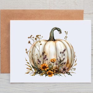 Fall Pumpkin Note Cards with Envelopes, Boho Pumpkin Card, Neutral Fall Card, Fall Greeting Cards, Autumn Note Cards, Thanksgiving Card Pack
