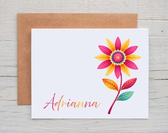 Personalized Note Cards for Kids, Stationery Sets for Girls, Thank You Cards for Kids, Birthday Gift for Teens, Floral Note Cards for Women