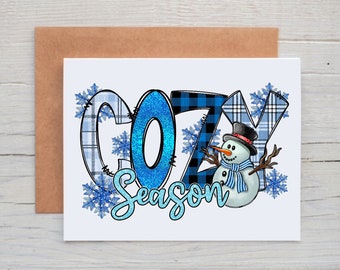 Snowman Note Cards, Winter Stationery, Get Cozy Cards, Blank Card Set, Folded Cards with Envelopes, Appreciation Gift for Teacher, Set of 12