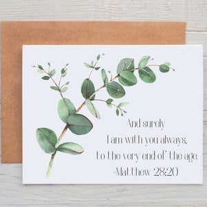 Matthew 28:20 Christian Sympathy Card Pack, Thinking of You Card Set with Envelopes, funeral thank you cards, funeral acknowledgment cards
