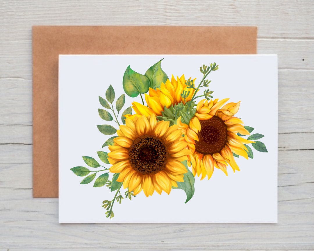 Sunflower Note Cards Floral Note Cards for Women Blank Note Etsy