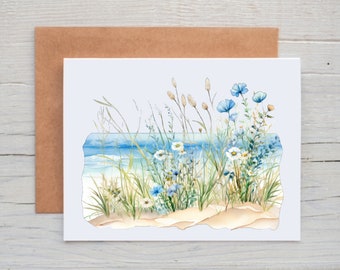 Beach Landscape Cards, Beach Note Cards with Envelopes, Summer Stationery, Beach Themed Gifts, All Occasion Greeting Cards, Blank Note Cards