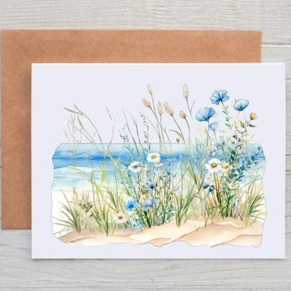Beach Landscape Cards, Beach Note Cards with Envelopes, Summer Stationery, Beach Themed Gifts, All Occasion Greeting Cards, Blank Note Cards