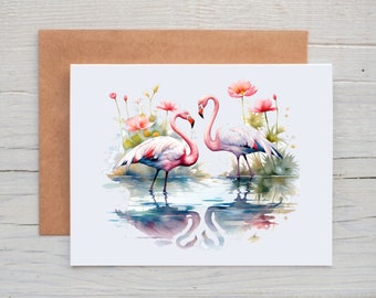 Flamingo Card Pack, Flamingo Note Cards with Envelopes, Summer Stationery, Flamingo Gifts,  All Occassion Greeting Cards, Blank Note Cards