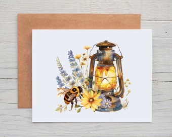 Watercolor Bee Note Cards with Envelopes, Bee Stationery for Women, Bee Gifts for Women, Bee Card Pack, All Occasion Greeting Cards