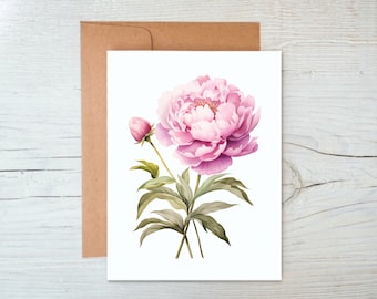 Peony Note Cards with Envelopes, Floral Card Pack, Spring Stationery, Peony Gifts for Women, All Occasion Greeting Cards, Blank Note Cards