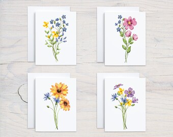 Floral Cards Pack, Floral Note Cards for Women, Botanical Cards with Envelopes, Wildflower Card Set, All Occasion Greeting Card, Spring Card