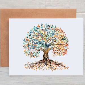 Watercolor Tree Note Cards with Envelopes, Tree of Life Cards, Tree of Life Gifts, Spiritual Gifts for Women, Spring Tree Stationery