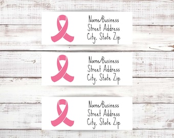 Breast Cancer Awareness Return Address Labels, Personalized Address Labels, Envelope Labels, Custom Labels, Return Label Sticker