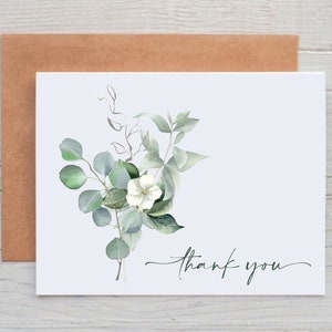Eucalyptus Thank You Cards, Botanical Stationery, Blank Note Cards with Envelopes, Thank You Cards for Wedding, Minimalist Card
