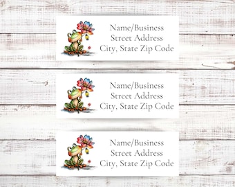 Frog Address Label, Personalized Return Address Labels for Envelope, Custom Mailing Labels, Address Stickers, Summer Address Labels
