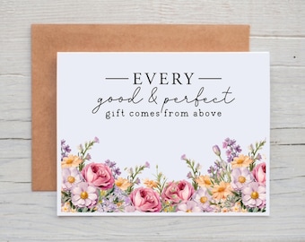 James 1:17 Card, Christian Note Cards, Every Good and Perfect Gift Cards, Floral Note Card with Bible Verses, Inspirational Card for Women