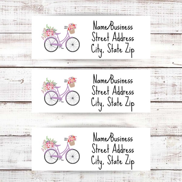 Personalized Bicycle Address Labels, Return Address Stickers for Envelopes, Custom Mailing Labels