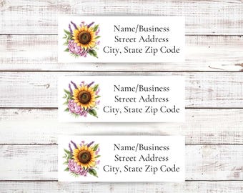 Sunflower Address Label, Personalized Return Address Labels for Envelope, Custom Mailing Labels, Address Stickers, Summer Address Labels
