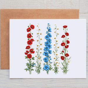 Floral Patriotic Cards, 4th of July Card, Patriotic Note Cards with Envelopes, Independence Day Card, Card for Veteran, Patriotic Stationery