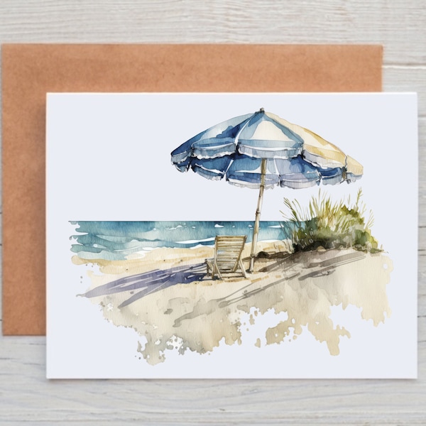 Watercolor Beach Note Cards with Envelopes, Summer Stationery for Women, Retirement Gift for Coworker, Beach Gift for Friend, Landscape Card