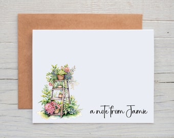 Personalized Floral Note Cards with Envelopes, Spring Stationery Set, a note from card, Floral Gifts for Women, Wildflower Cards, Blank Card