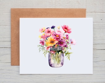 Wildflower Note Cards with Envelopes, Spring Stationery, Floral Note Cards for Women, Botanical Cards, All Occasion Greeting Cards Blank