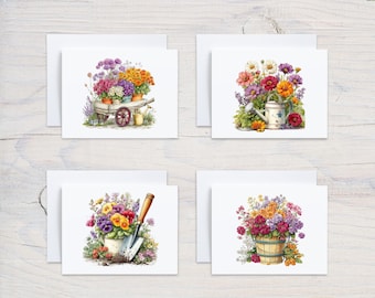 Spring Garden Note Cards Variety Pack, Spring Stationery, Spring Note Cards Assortment Pack, Whimsical Spring Greeting Cards