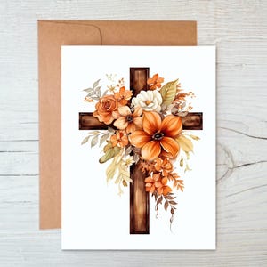 Fall Cross Cards, Fall Floral Note Cards with Envelopes, Fall Greeting Cards, Autumn Note Cards, Thanksgiving Card Pack, Blank Note Cards