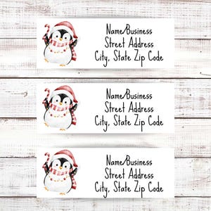 Christmas Penguin Address Labels, Merry Christmas Address Labels, Holiday Mailing Labels, Return Address Label for Christmas Cards