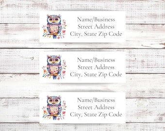 Owl Address Labels, Personalized Return Address Labels for Envelope, Custom Mailing Labels, Address Stickers, Owl Gifts for Friend
