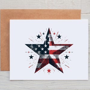 Patriotic Note Cards with Envelopes, 4th of July Card, Independence Day Card Pack, Card for Military, Card for Veteran, Patriotic Stationary