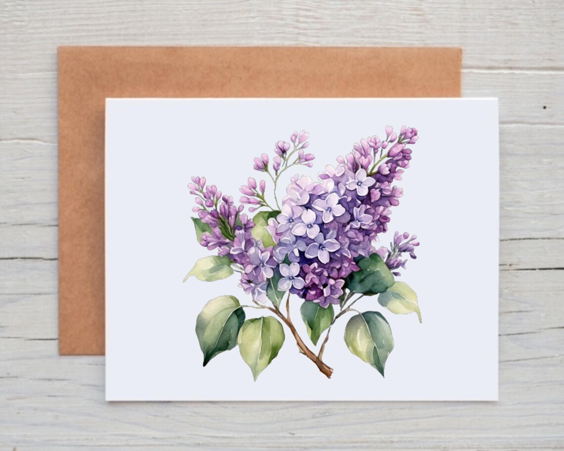Lilac Note Cards With Envelopes, Floral Card Pack, Spring Stationery ...