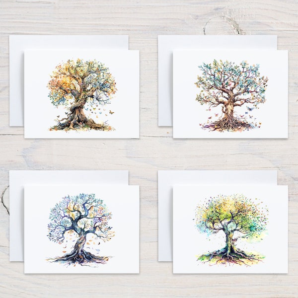 Tree of Life Card Pack, Watercolor Tree Note Cards with Envelopes, Tree of Life Gifts, Spiritual Gifts for Women, Spring Tree Stationery