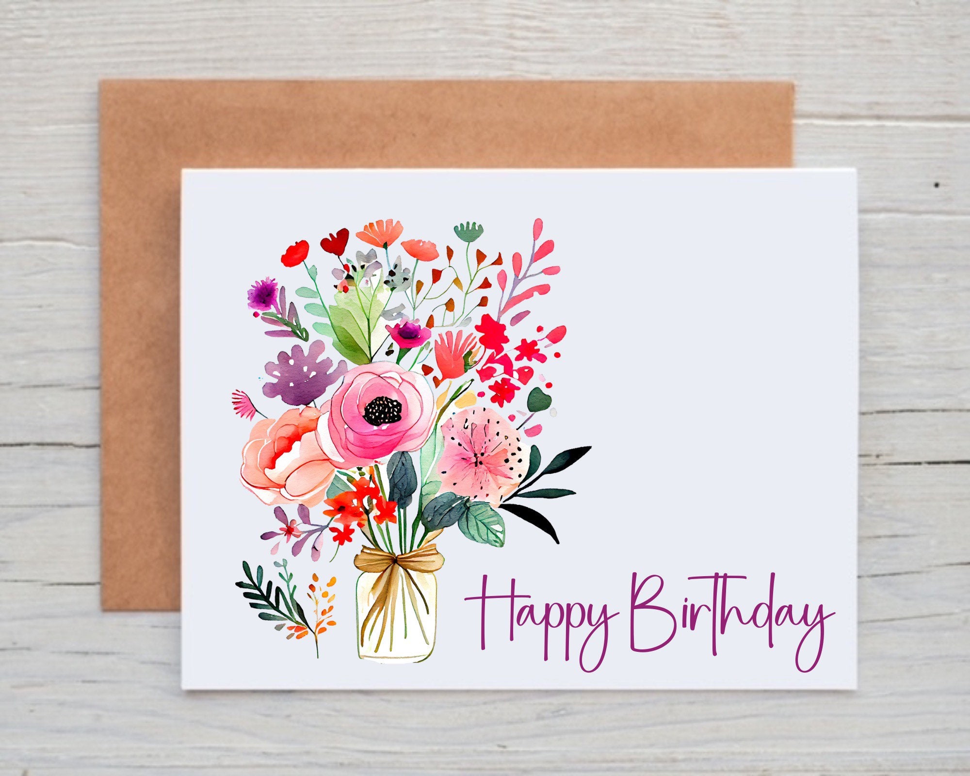 Floral Birthday Card Pack, Birthday Stationery With Flowers, Blank