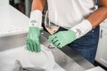 Reusable Cleaning & Drinking Gloves for Household and Kitchen - Rubber Latex, 1 Pair, Green | Funny Unique Gift for Wine Lover
