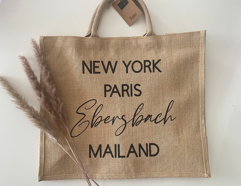 Personalisierter Shopper mit deiner Stadt Juteshopper Personalisierte Einkaufstasche Shopper mit deiner Stadt Bild 1